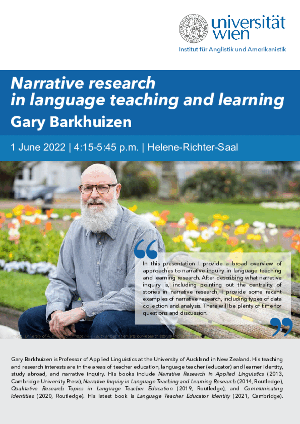 Guest lecture: Narrative research in language teaching and learning