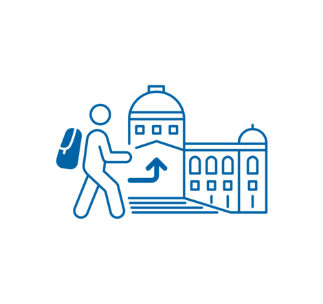 Icon with student entering Uni Wien